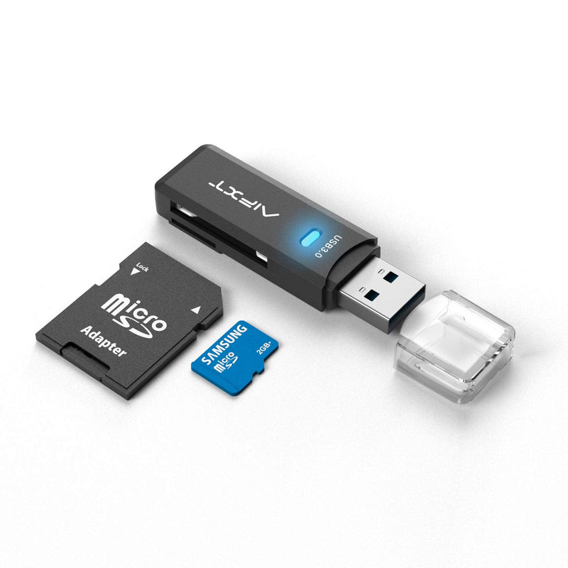 [Australia - AusPower] - SD Card Reader, AIFXT Portable USB 3.0 Dual Slot Flash Memory Card Adapter Hub for TF, SD, Micro SD, SDXC, SDHC, MMC, RS-MMC, Micro SDXC, Micro SDHC for PC, Laptop, Mac, Windows, Linux, Chrome 