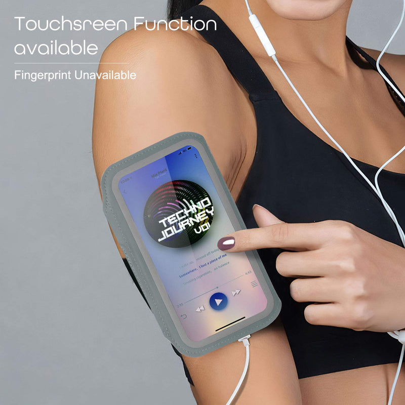 [Australia - AusPower] - DONWELL Cell Phone Armband for Running, Running Armband Cell Phone Holder for Walking Fits iPhone 13/ Pro/ Pro Max/ Min/ iPhone 12/ Pro/ Pro Max/ Galaxy/ S21 Ultra/ S21/ S10/ S9/ S8 Up to 7'' (Gray) 