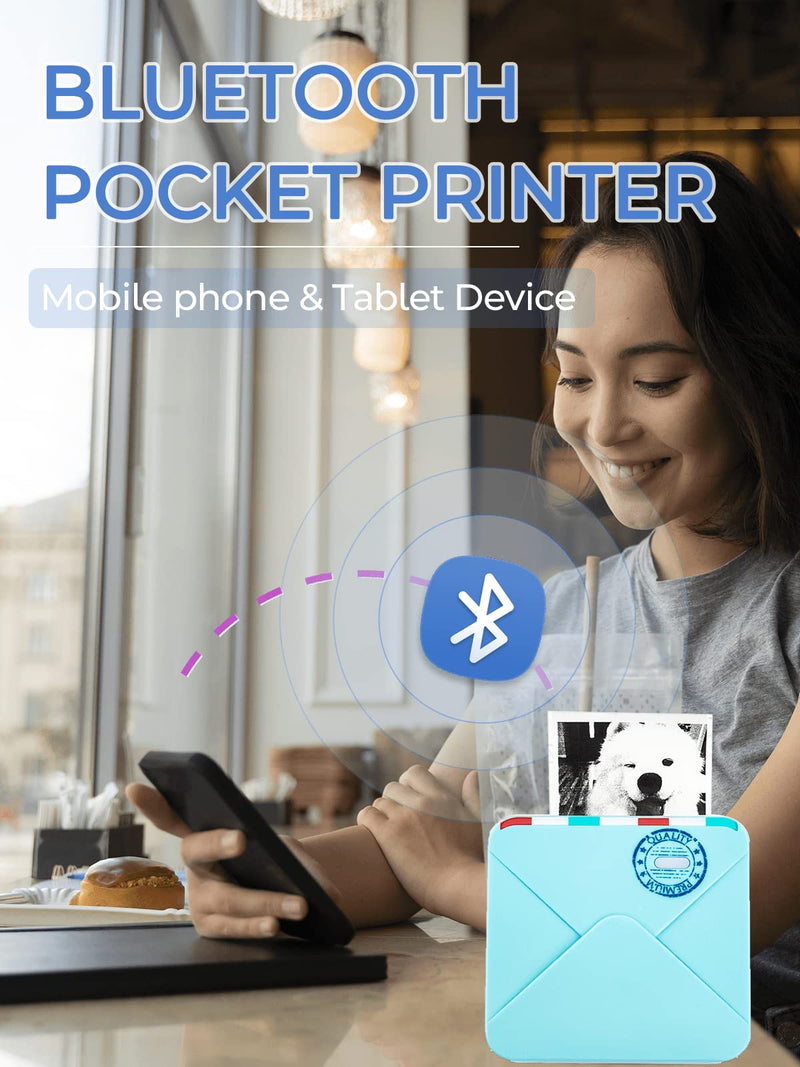 [Australia - AusPower] - Phomemo M02S Mini Pocket Printer - 300DPI Thermal Portable Bluetooth Sticker Printer for Phone, Compatible with iOS & Android, Apply to Home, Study, Office, Gift, Ice Cream Green 