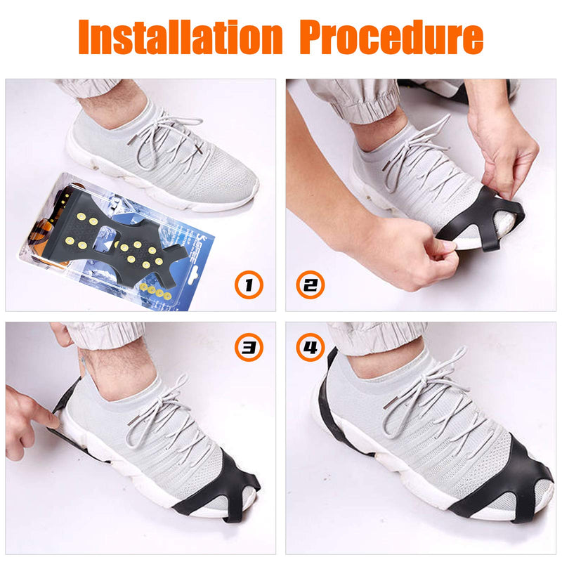 [Australia - AusPower] - Sfee Ice Cleats for Boots Shoes, Snow Grips Cleats for Ice and Snow Anti-Slip Rubber Traction Cleats for Walking on Snow and Ice 10 Steel Studs Crampons for Hiking, Walking, Climbing, Jogging Small - (Women(5-7)/Men(3-5)/EU:31-36) 