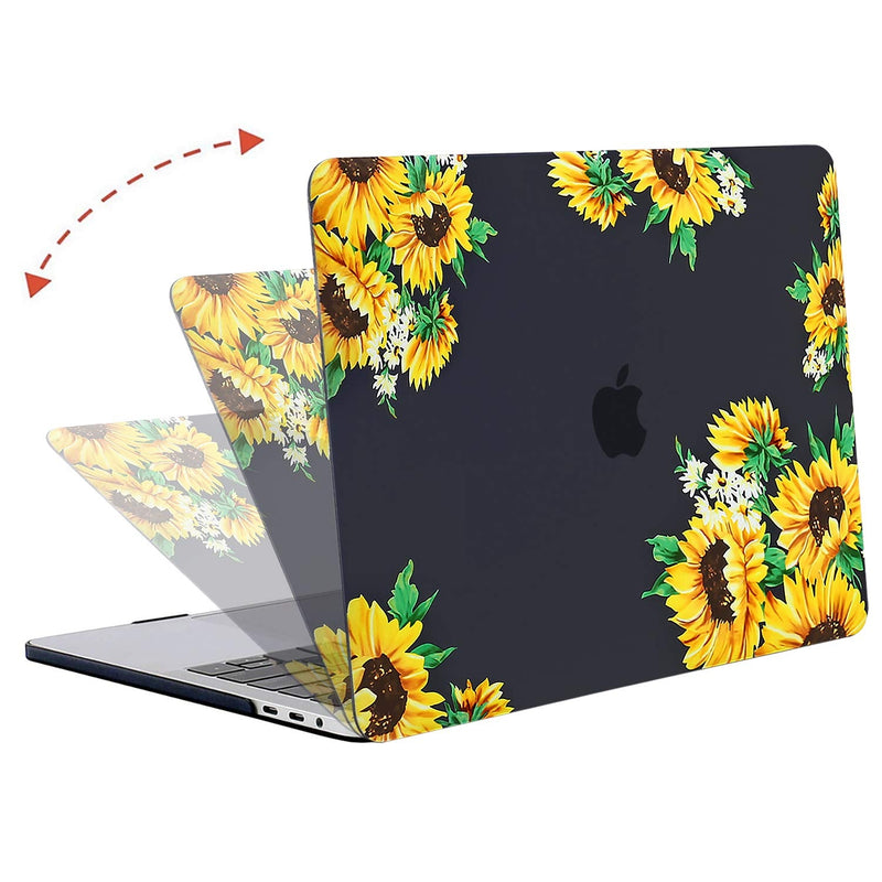 [Australia - AusPower] - MOSISO Compatible with MacBook Pro 15 inch Case 2016-2019 Release A1990 A1707 with Touch Bar, Plastic Sunflower Hard Shell Case & Keyboard Cover & Screen Protector, Black 