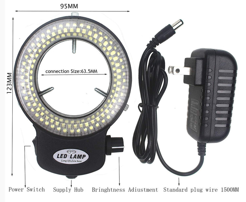[Australia - AusPower] - LED-144-ZK Black Adjustable 144 LED Ring Light Illuminator for Stereo Microscope (144 LED Ring Light) 