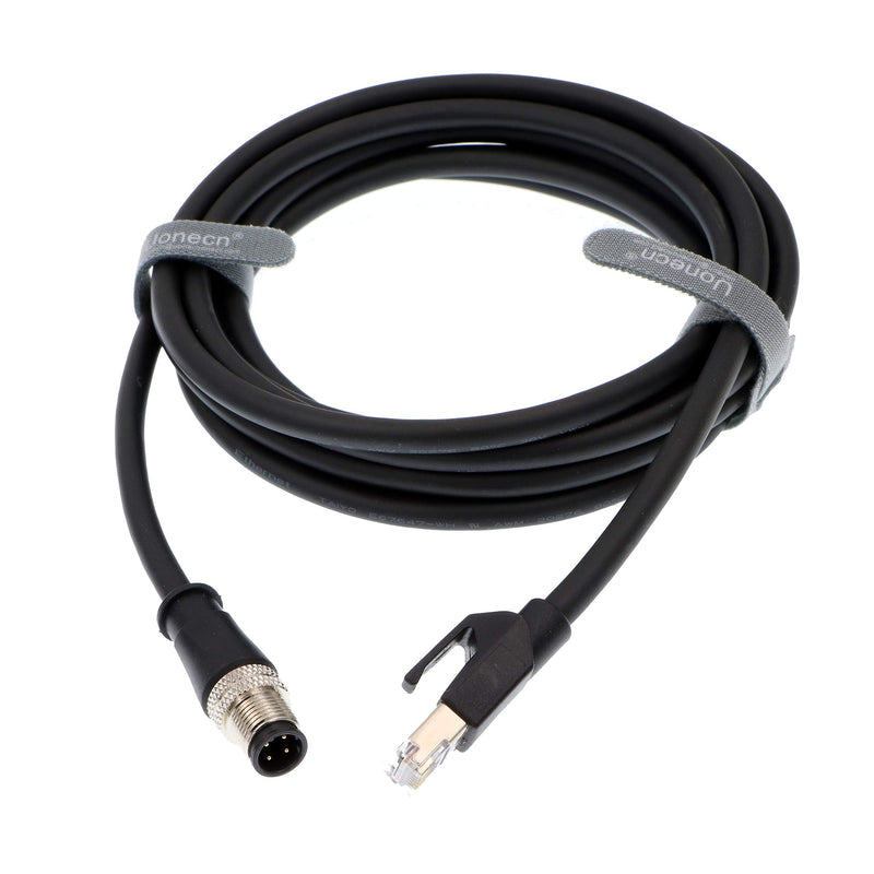 [Australia - AusPower] - Uonecn M12 4 Pin D-Code Male to RJ45 Male Waterproof Shielded Ethernet Cable Assembly for Industrial Camera 3 Meters 4-Pin D-Code Male to RJ45 3M 