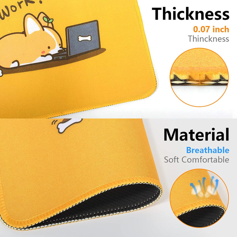 [Australia - AusPower] - Gaming Mouse Pad with Nonslip Rubber Base|Comfy, Foldable Mat for Desktop, Laptop, Keyboard, Rectangle Mouse Pad with High Resolution Enjoy Precise & Smooth Operating Experience by Qisan(Work Corgi) Yellow -Work Corgi(Rectangle standard) 