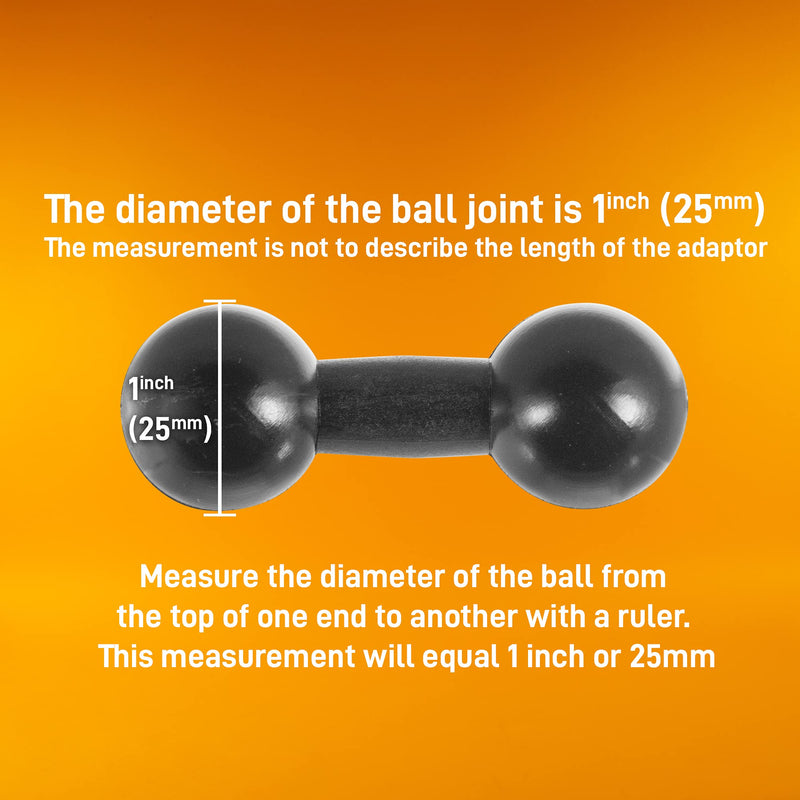 [Australia - AusPower] - iBOLT 25mm / 1 inch to 25mm / 1 inch Composite Extension Ball Adapter for Industry Standard Dual Ball Socket mounting arms 