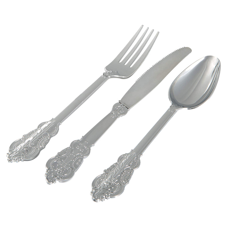 [Australia - AusPower] - Luxe Party Venetain Silver Plastic Forks, One Size 