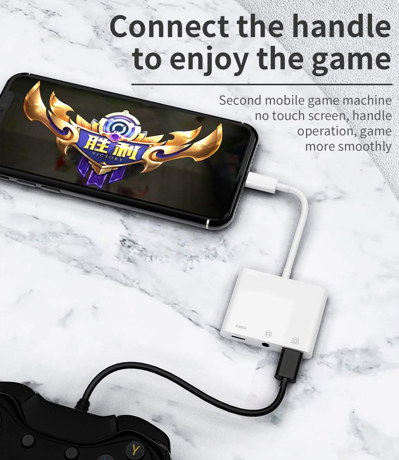 [Australia - AusPower] - Apple Certified for iPhone Headphone Adapter 3.5mm AUX Audio Jack and Charger Extender Dongle Earphone Headset Converter Lightning Male to USB Female OTG Cable Camera Memory Connector Kit Splitter 