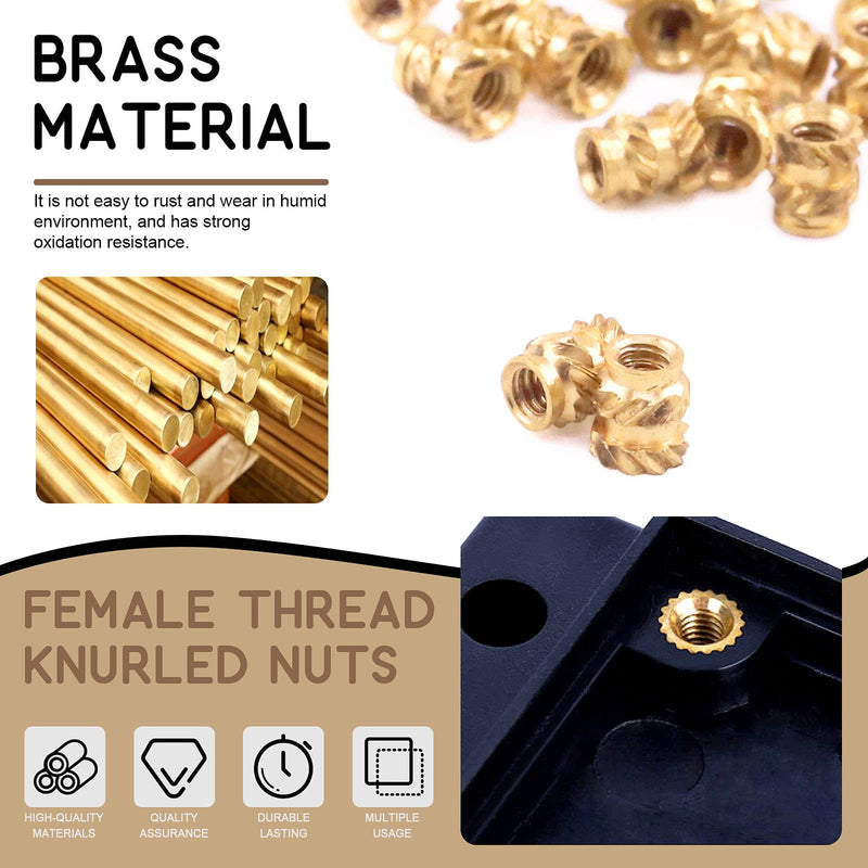 [Australia - AusPower] - Wokape 120Pcs M2x4x3.5mm Brass Nuts Embedment Nut Thread Brass Knurled Nuts Threaded Heat Set Insert Nuts Hydraulic Welded Joint Injection Molding for 3D Printing Injection Molding 120 2x4x3.5mm 