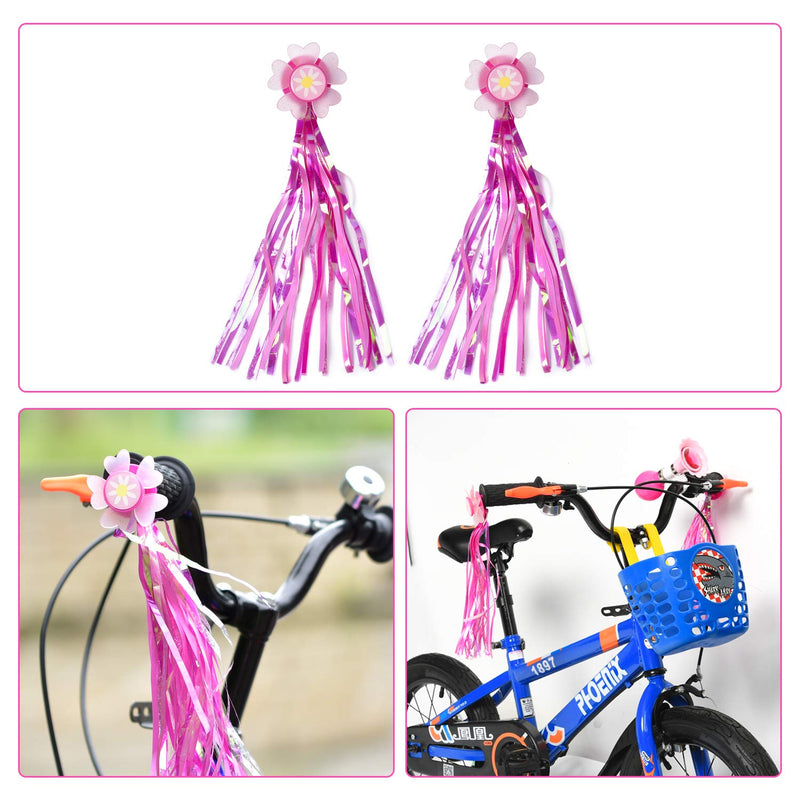 [Australia - AusPower] - Kids Bike Horn, Children Bicycle Bell with 2 Pack Bike Handle Streamers Bike Accessories for Girls or Boys (Pink) 