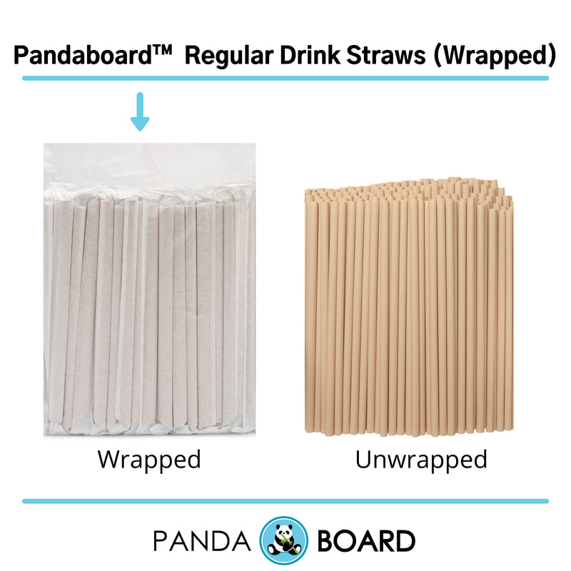 [Australia - AusPower] - PandaBoard Compostable Regular Bamboo Fiber Straws for Drinks - 200 pcs - No paper taste, long lasting, natural 6 mm diameter 