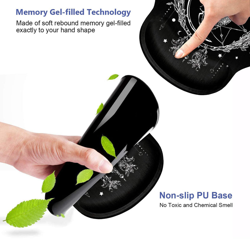 [Australia - AusPower] - Ergonomic Mouse Pad Wrist Support and Cute Coffee Coaster, Celestial Theme Sun with Crescent Moon Design Wrist Rest Mousepad, Pain Relief Wrist Mouse Pads for Computer Laptop Home Office Bos-wrist Mp-15 