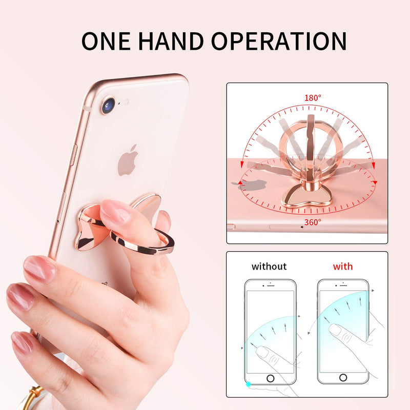 [Australia - AusPower] - pzoz Metal Cell Phone Finger Ring Stability Holder Back Stand Collapsible Hand Grip Knob Loop Car Mount Hook Kickstand 360 for iPhone Samsung Galaxy Mobile Cute Accessories (Rose Gold) Rose Gold 