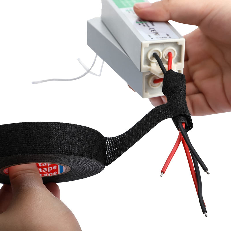 [Australia - AusPower] - 1 Inch x 49.2 ft Wire Harness Cloth Tape Wiring Harness Automotive Cloth Tape Noise Damping Heat Proof Adhesive Fabric Tape for Automotive Electrical Wrap Protection Insulation Cable Fixed (2 Rolls) 2 