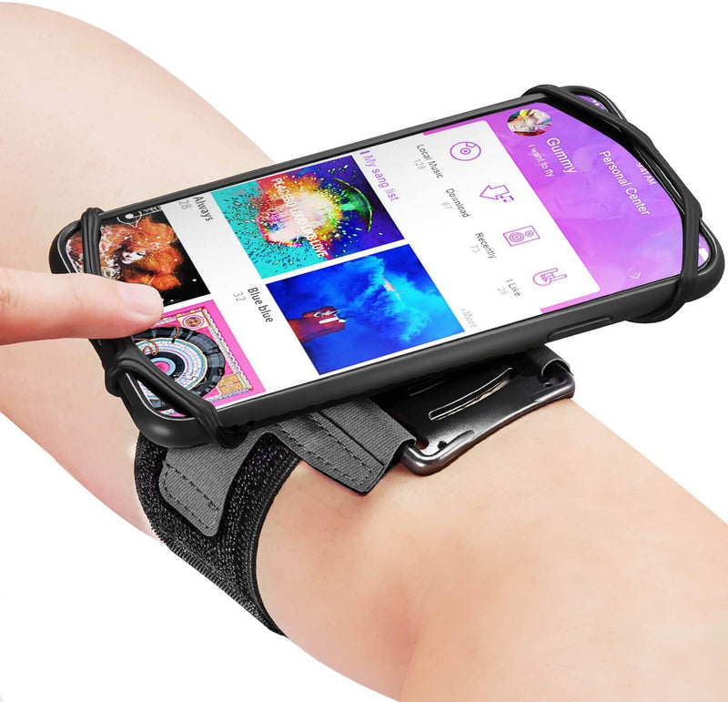 [Australia - AusPower] - Z&Xin Cell Phone Armband, 360 Degree Rotatable Cellphone Sports Arm Band Holder Case Demountable Smartphone Running Bag for iPhone 13/13 Pro Max/12/12 Max/11, Size 4 - 7, 8 - 16 inch, Black 