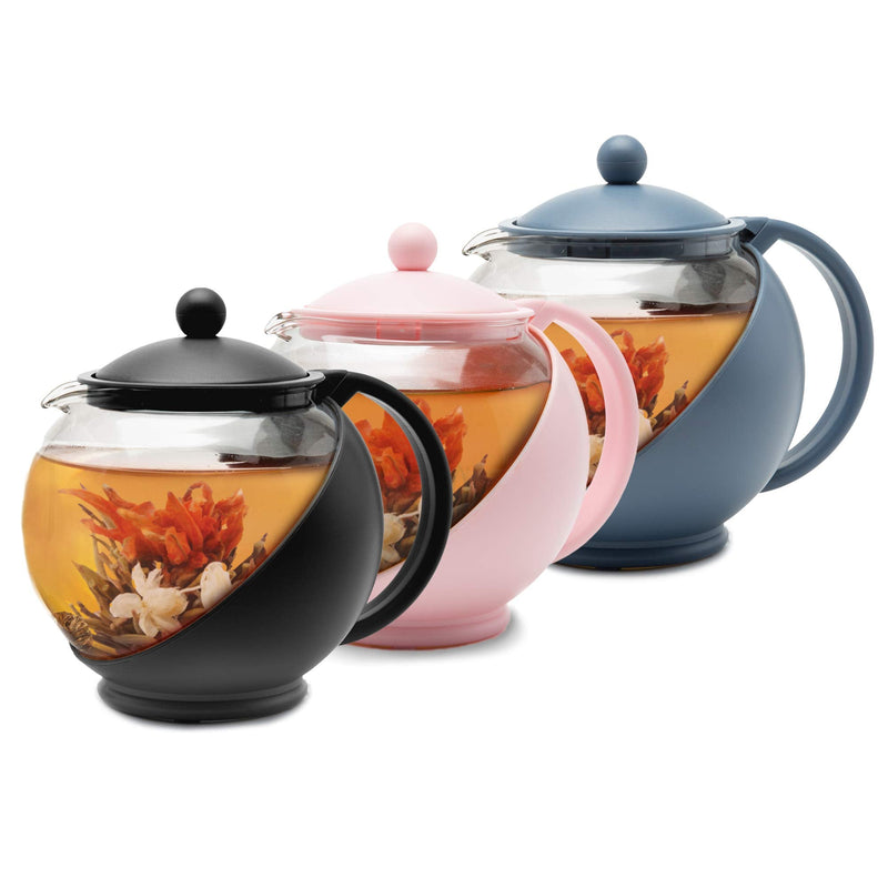 [Australia - AusPower] - Primula Half Moon Teapot with Removable Infuser, Glass Tea Maker, Stainless Steel Filter, Dishwasher Safe, 40-Ounce, Black 