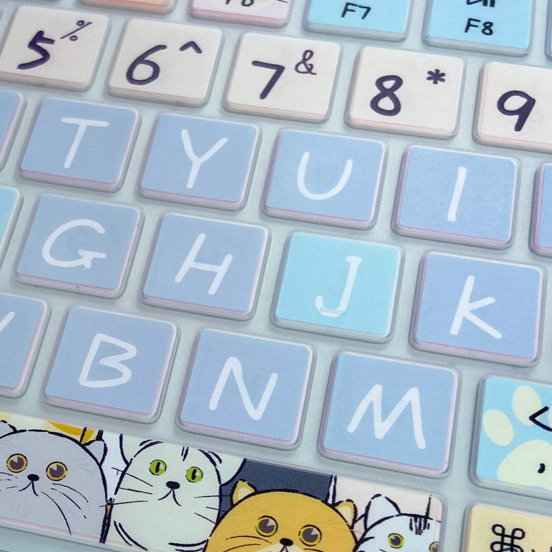 [Australia - AusPower] - Keyboard Cover Skin for Apple Wireless iMac Magic Keyboard MLA22LL/ A (Model: A1644), Silicone Skin Protector with Pattern & Big Letter Design, US Layout, Cute Cat Model: A1644 