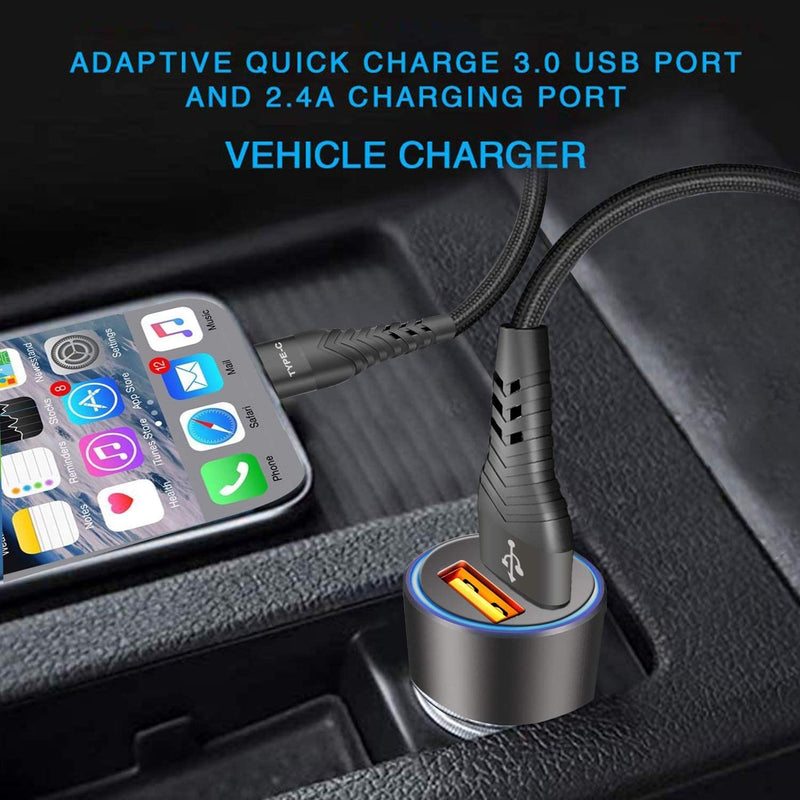 [Australia - AusPower] - Car Charger for Samsung Galaxy A11 A01 A21 A71 A42 A32 5G,S21/Note 20 Ultra,A12,LG Velvet V60 G8 G8X G7 Thinq,Wing,K51 Q70,Stylo 7 6 5,Quick Charge 3.0/5.4A,Fast Charging Phone Adapter+6FT USB C Cord 