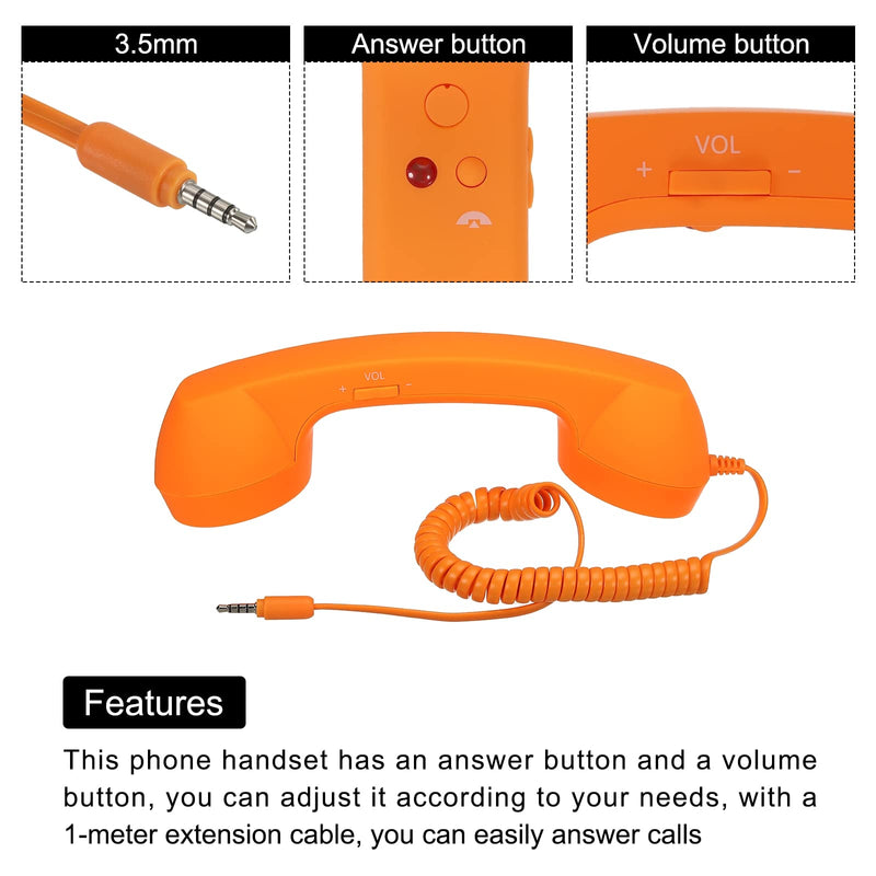 [Australia - AusPower] - MECCANIXITY 2 Pack 3.5mm Retro Telephone Handset Telephone Receiver MIC Microphone Speaker Anti Receivers for Microphone Speaker Orange,Blue 