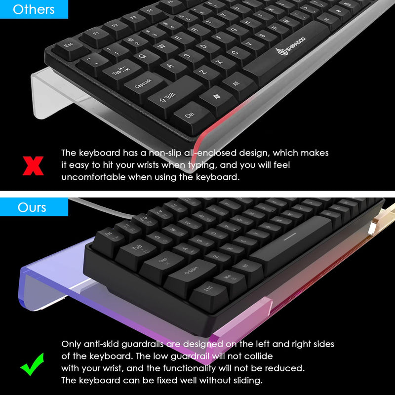 [Australia - AusPower] - Clear 366 Kinds RGB Acrylic Tilted Computer Keyboard Holder,PC Keyboard Stand Tray Holder for Easy Ergonomic Typing and Working at Home and Office Upgraded Version RGB Chocolate stand 