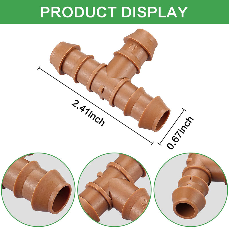 [Australia - AusPower] - iMopo 21-Pack Drip Irrigation Universal Barbed Tee Fitting, Barbed Connectors for 1/2" Drip Tubing 21P-Tee 