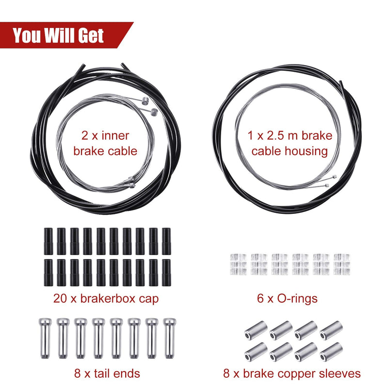 [Australia - AusPower] - Universal Bicycle Transmission Line Bicycle Shift Derailleur Cable and Brake Cable Kit for Bicycle Mountain Road Bike Repair Black 