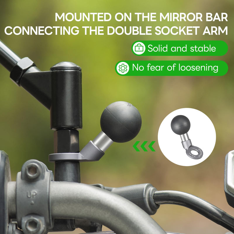 [Australia - AusPower] - FANAUE Angled Bolt Head Adapter Ball Base, Compatible with RAM Mount B Size 1"Ball Double Socket Arm with 10mm Mounting Holes, TPU Ball Head Antislip Shock Absorption Main Body Made of Aluminum Alloy 