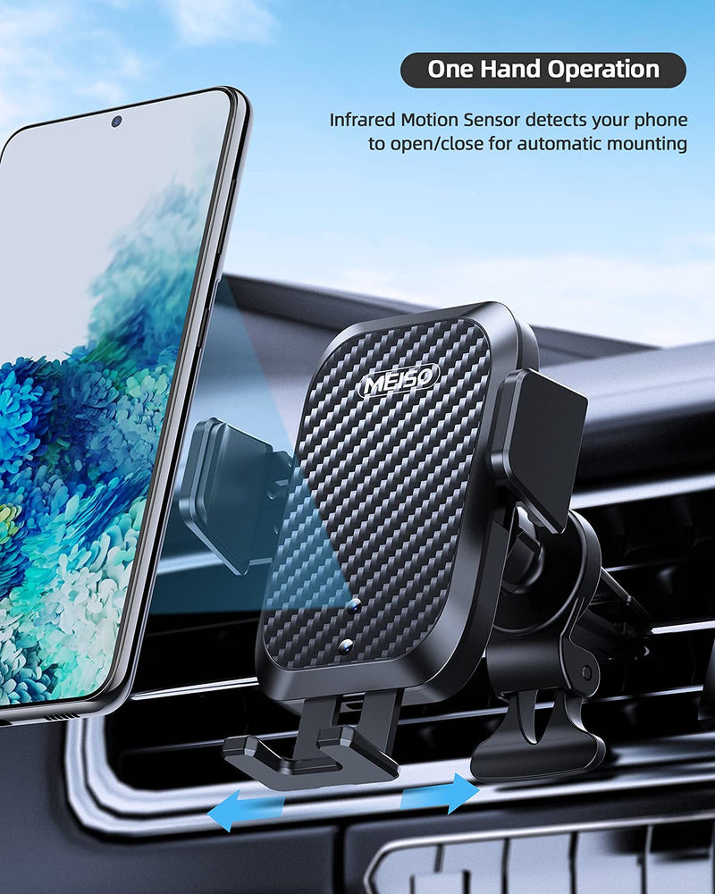 [Australia - AusPower] - MEISO Wireless Car Charger Mount, 15W/10W/7.5W Qi Fast Charging Auto-Clamping Car Mount, Auto Sense Car Phone Holder, Air Vent Phone Cradle for iPhone 13/12/11/XS/XR, Samsung Galaxy S21/S20/S10/S9 