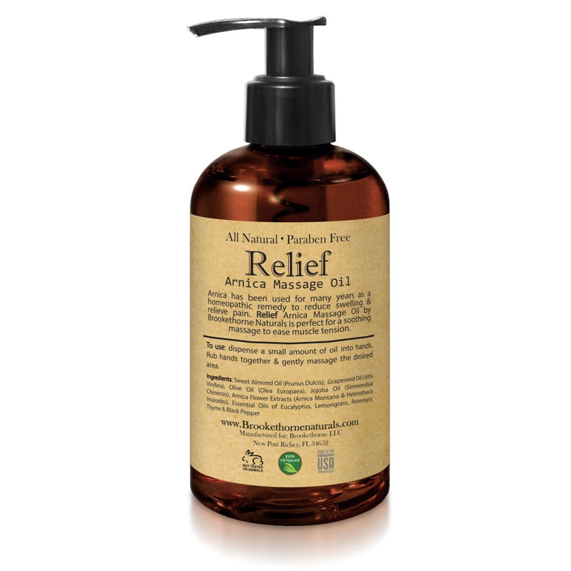 [Australia - AusPower] - Relief Arnica Massage Oil – Great for Sports & Athletic Therapeutic Massage – All Natural - Arnica Montana for Sore Muscle Relief. Contains Sweet Almond, Jojoba, Grapeseed & Essential Oils 8oz 8.5 Fl Oz (Pack of 1) 