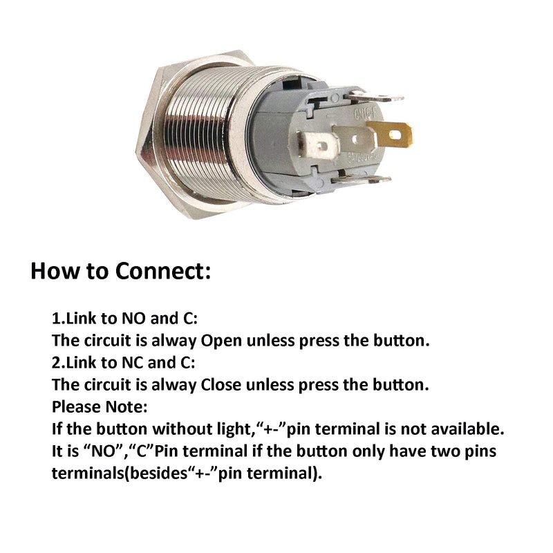 [Australia - AusPower] - Sydien 1Pc 110V-220V 3A Latching/Self-Locking Push Button Switch with Wire Connector Socket Plug for 16mm /0.63" Mounting Hole 