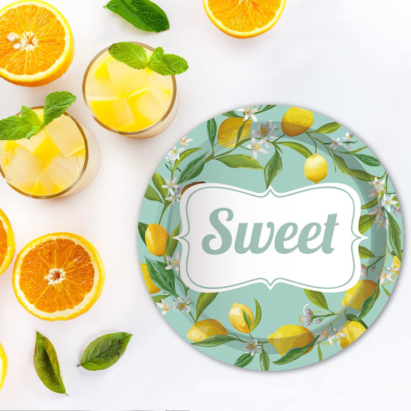 [Australia - AusPower] - Sweet Lemon Paper Plates - 24pcs 9inch Disposable Round Party Plates for Dessert, Snack, Fruits, Spring Summer Lemon Themed Event Decor, Picnic, Birthday, Baby Shower Party Supplies lemon-9in 