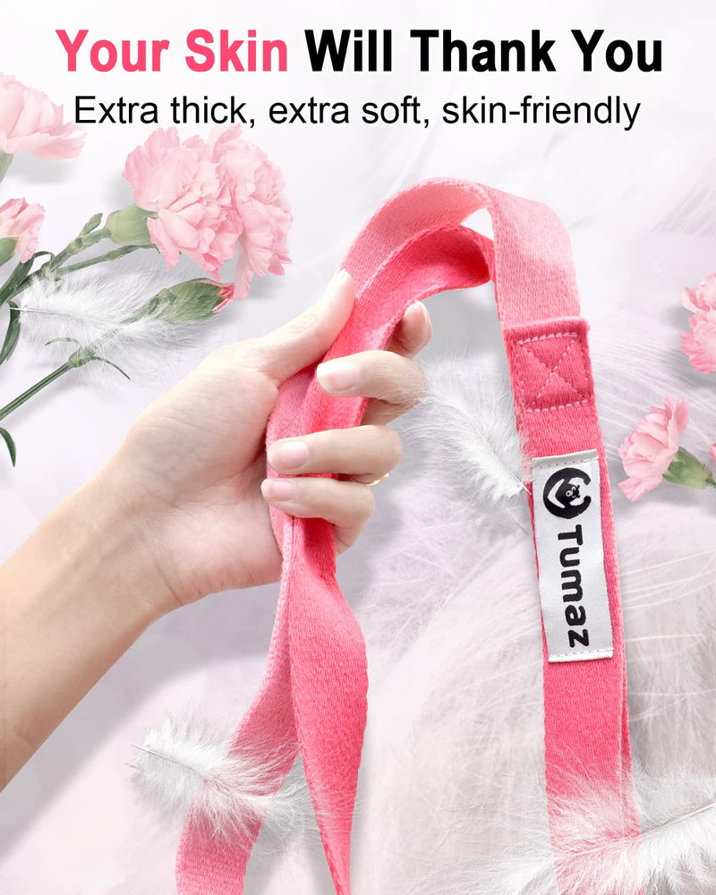 [Australia - AusPower] - Tumaz Stretching Strap - 10 Loops & Non-Elastic Yoga Strap - The Perfect Home Workout Stretch Strap for Physical Therapy, Yoga, Pilates, Flexibility - [Extra Thick, Durable, Soft] Multi-Loop 01. Pink Match 