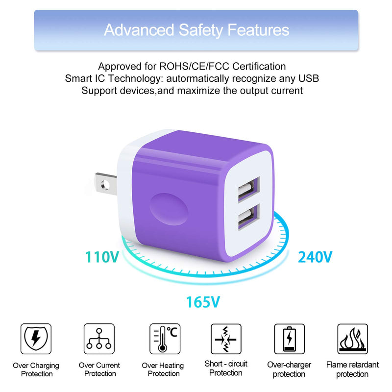 [Australia - AusPower] - USB C Wall Charger Fast for Samsung Galaxy S22 S21+ S21 FE/Plus/Ultra S20 FE/Ultra 5G S20+ Note 22/21/20 Ultra/20/10 S10e A52 A72 A51 A71 A11 A01 A20,2.1A Dual Charging Block Cube 6ft USB Type C Cable EB O(purple2) 