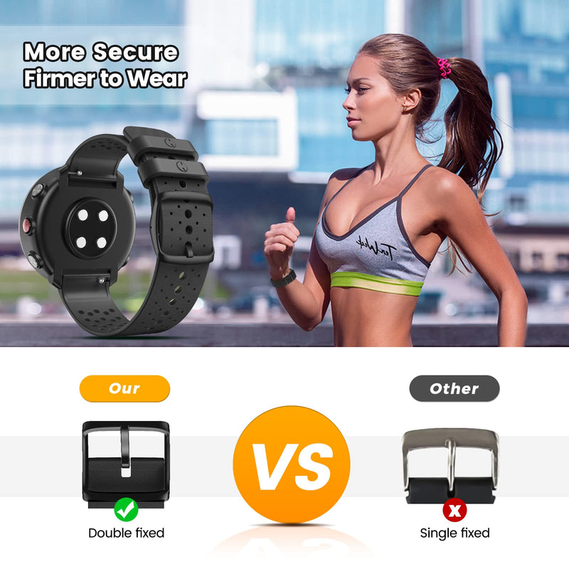 [Australia - AusPower] - CUZOW Watch Bands Compatible with Polar Vantage M, Watch Band Replacement Silicone Strap - Black 
