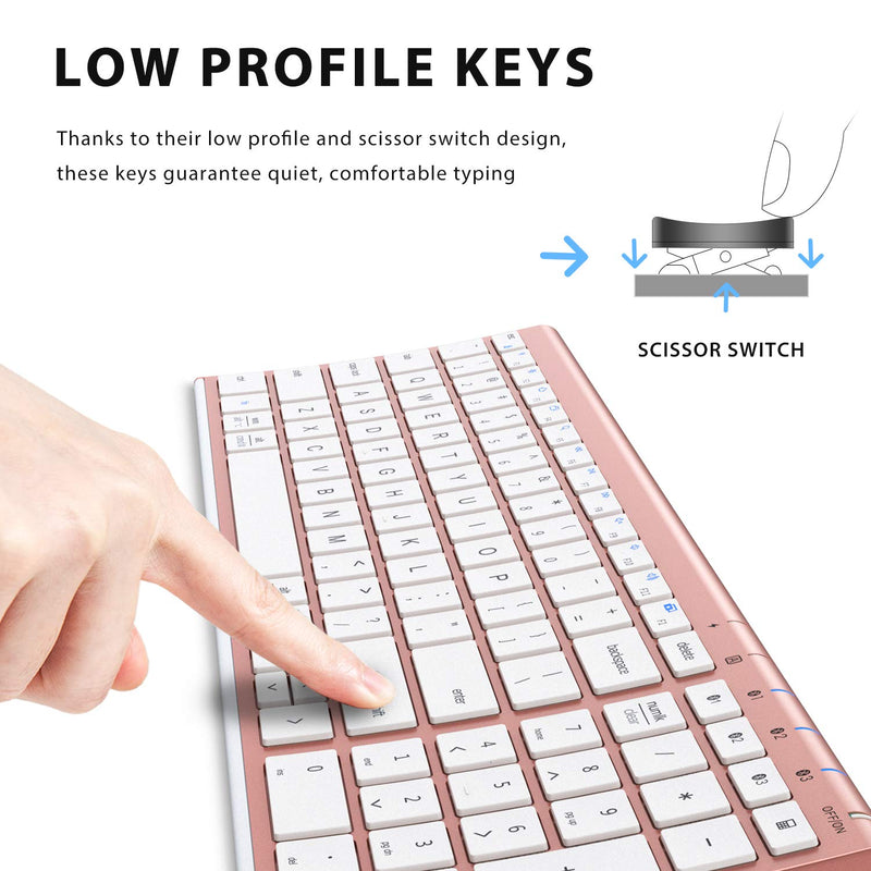 [Australia - AusPower] - iClever BK10 Bluetooth Keyboard, Multi Device Keyboard Rechargeable Bluetooth 5.1 with Number Pad Ergonomic Design Full Size Stable Connection Keyboard for iPad, iPhone, Mac, iOS, Android, Windows 