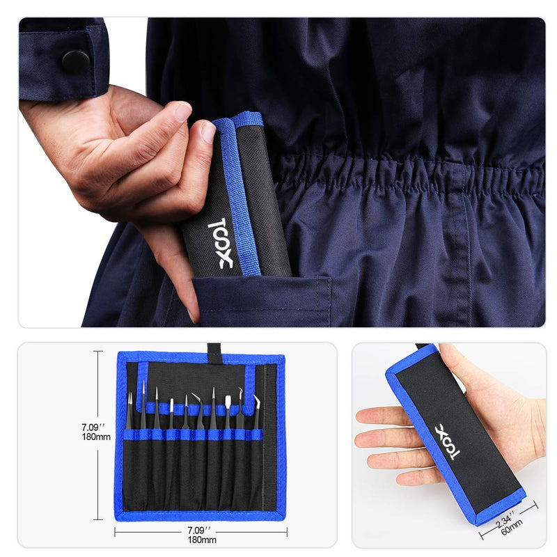 [Australia - AusPower] - Precision Tweezers Set, XOOL 10 PCS ESD Tweezers Set, Anti-Static Stainless Steel Tweezers Kit, Non-magnetic and Multi-standard Stainless Steel Tweezers for Lab, Electronics, Jewelry and Detailed Work ESD Tweezers 10 PCS 