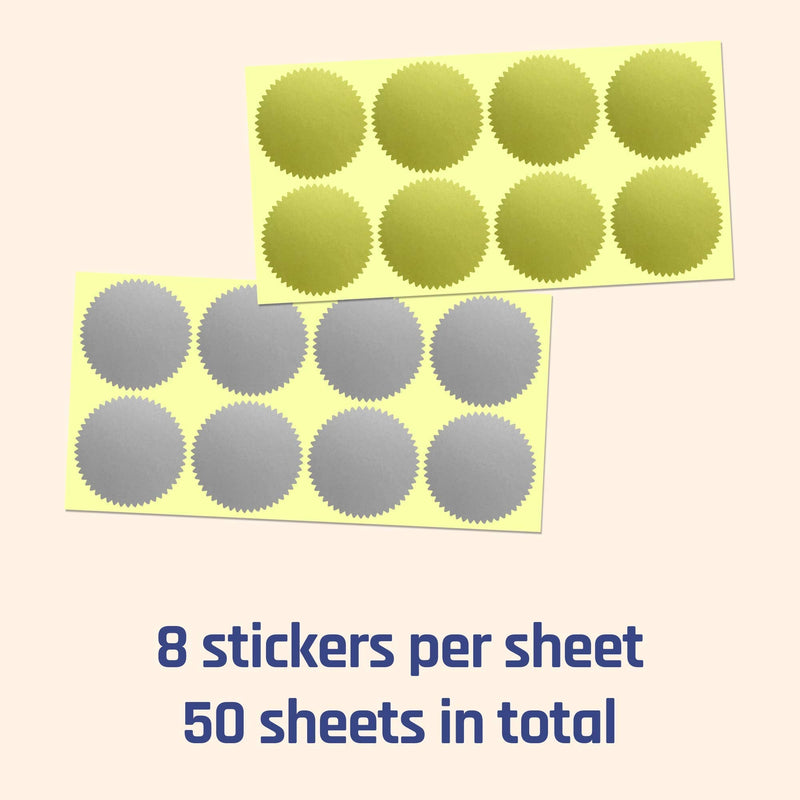 [Australia - AusPower] - 400 Pack, 2" Certificate Award Seals Stickers - Silver/Gold Gold + Silver | Pack of 400 