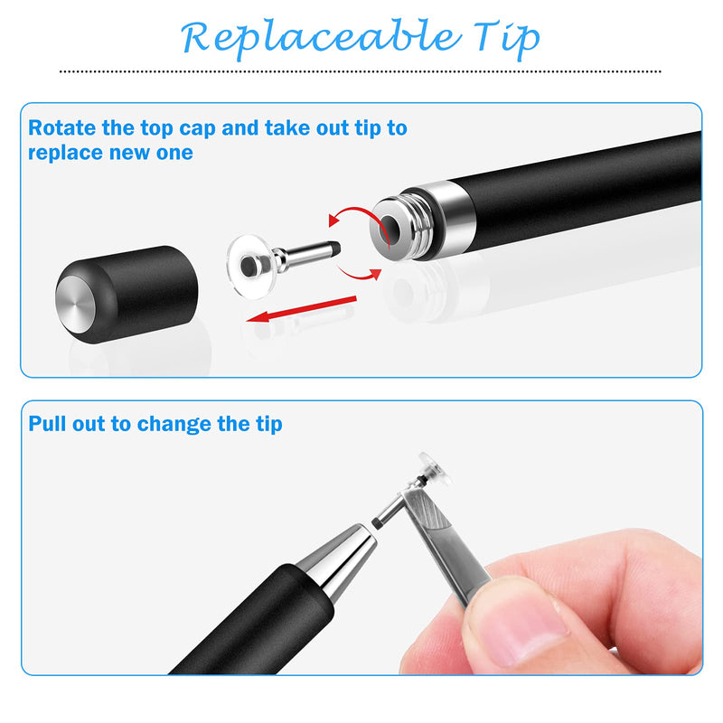 [Australia - AusPower] - Stylus for Touch Screens,Granarbol Rotatable Touch Screen Pen Disc Universal Stylus for iPad iPhone Tablets Samsung Kindle All Touch Devices with 3 Replacement Tips 