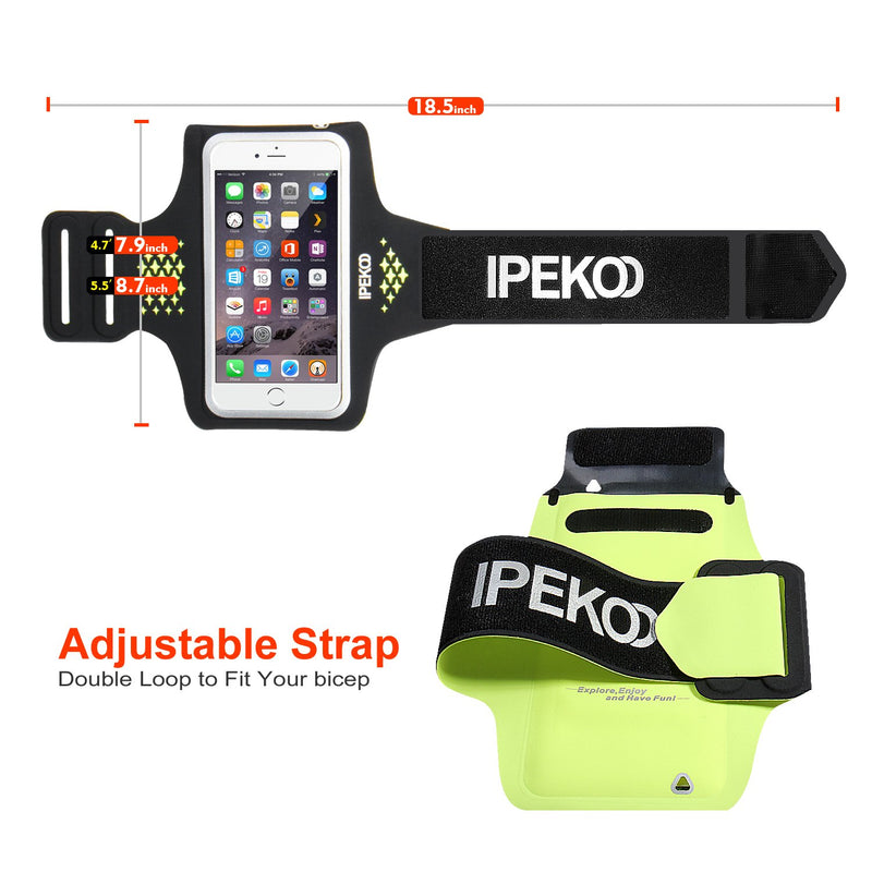 [Australia - AusPower] - Ipekoo iPhone 6/6 Plus Sport Armband, Sports Armband for Apple iPhone 6s Plus / 6 Plus/ 6, Key Holder & Card Slot,Splash-Proof, Sweat-Proof (Black, 4.7Inch) Black 