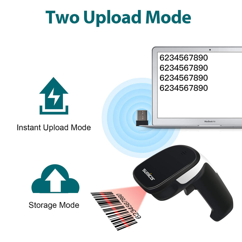 [Australia - AusPower] - Sumicor 1D 2D Barcode Scanner, Bluetooth & 2.4G Wireless Cordless Image Reader for Inventory 