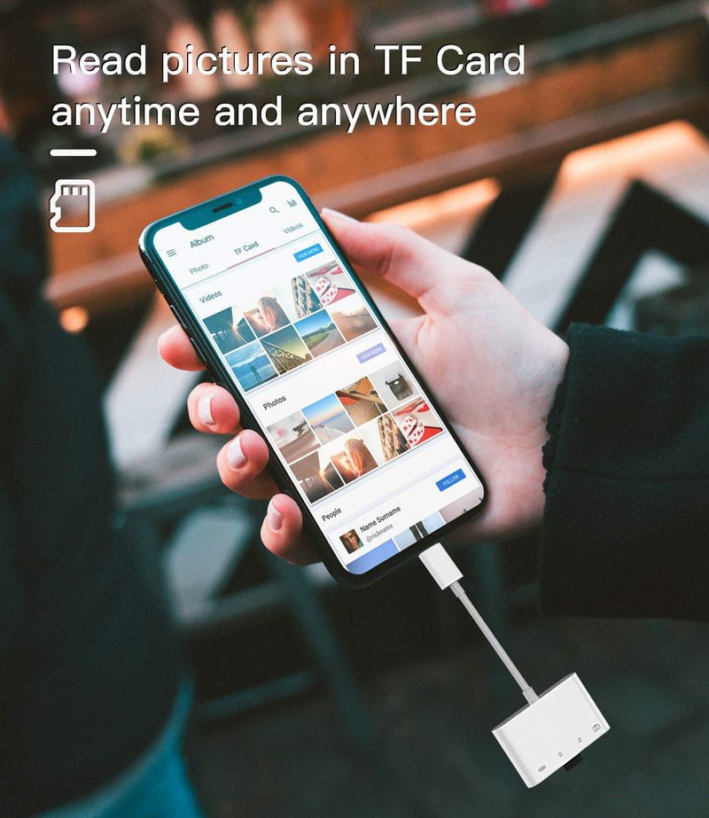 [Australia - AusPower] - Camera Memory SD Card Reader Compatible for iPhone,Compatible with Lightning Male to USB Female OTG Adapter Micro TF Power Charging Splitter Charger Connector for Apple for ipad 12 11 xs xr x Camera 