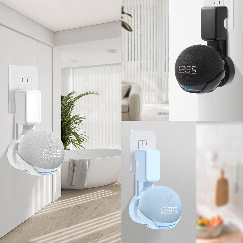 [Australia - AusPower] - ZUOLACO Wall Mount Holder for Echo Dot 5th Generation, Outlet Hanger Stand for Echo Dot (5th & 4th Gen), Space-Saving Dot Accessories with Built-in Cable Management, Hide Messy Wires, Cloud Blue 