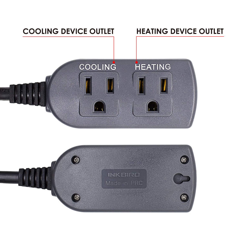 [Australia - AusPower] - Inkbird ITC308 Freezer Thermostat Heating Cooling Plug Temperature Controller Outlet 110V 1200W Digital Temp Control for Greenhouse Heater Cooler Reptile Brewing Fermentation Kegerator Probe ITC-308 