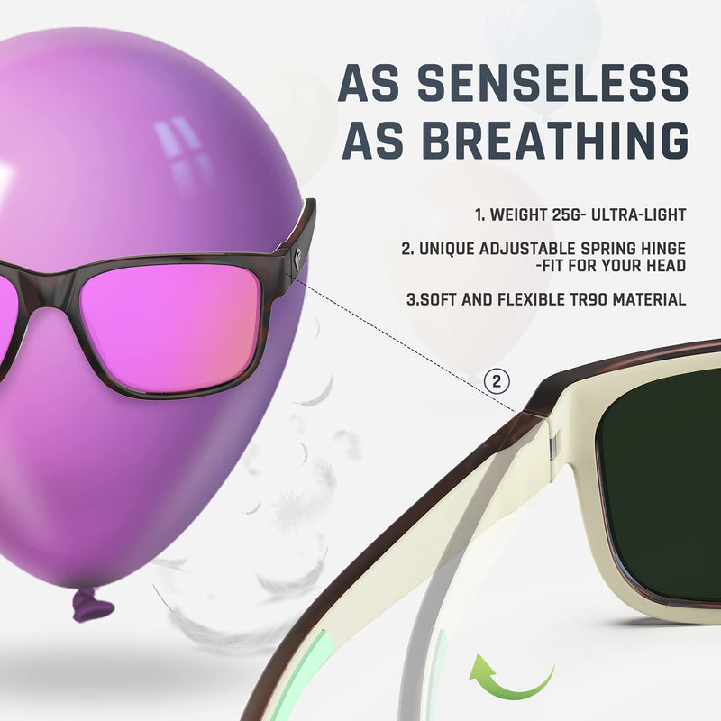 [Australia - AusPower] - TOREGE Sports Polarized Sunglasses for Men Women Glasses Cycling Running Fishing Boating Trekking Beach Glasses TR67 Brown-tortoise&light Blue&pink Purple Lens 