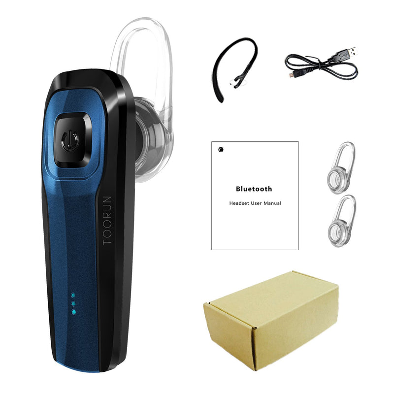 [Australia - AusPower] - TOORUN M26 Bluetooth Headset V5.0 Earpiece with Noise Cancelling-Blue 