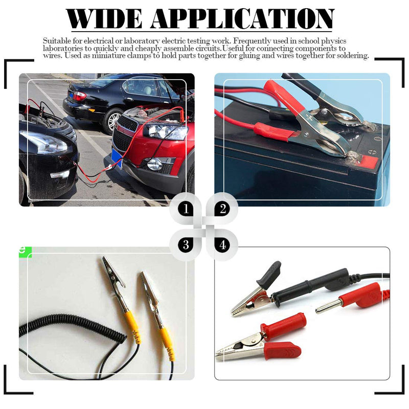 [Australia - AusPower] - Glarks 100Pcs 3 Style 2.1''/53MM Metal Alligator Clips Crocodile Electrical Test Clamps Assortment Kit for Laboratory Testing, 50pcs with Red Black Plastic Hands and 50pcs no Cap 