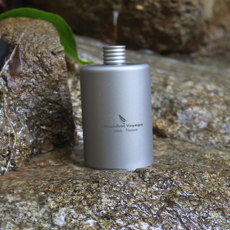 [Australia - AusPower] - iBasingo 200ml Titanium Pocket Flagon Camping Portable Alcohol Bottle Drink Sports Outdoor Hip Flask Picnic Wine Bottle A-Ti3068D 