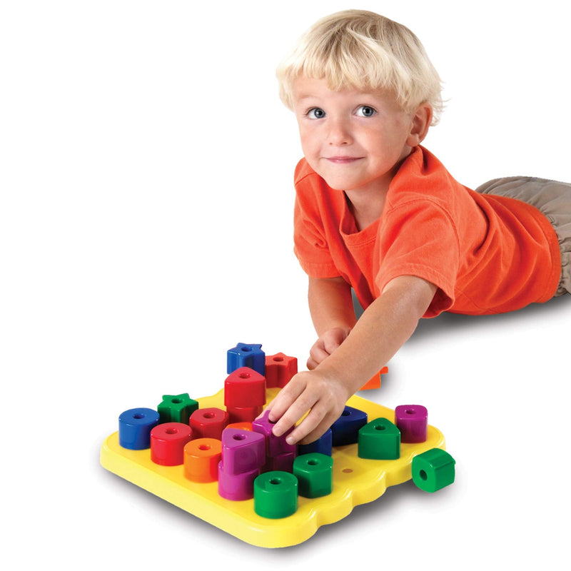 [Australia - AusPower] - Learning Resources Stacking Shapes Pegboard, Toddler Pegboard, Stacking Pegboard Set, Fine Motor Toy, 27 Piece Set, Ages 2+ 