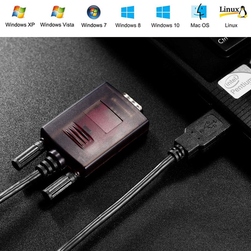 [Australia - AusPower] - USB to RS232 Adapter USB2.0 Male DB9Pin Port Converter Provides a Connection RS232 Device for Win10 Win8 Mac OS X 10.6 Linux 6ft 