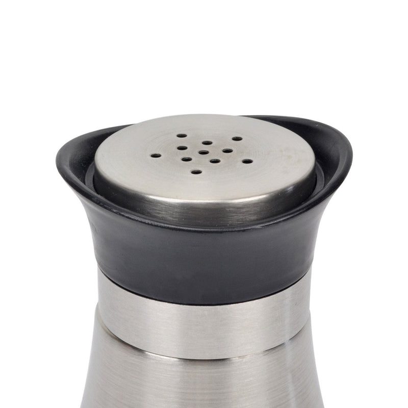 [Australia - AusPower] - Evelyne 2-Piece Set Salt & Pepper Glass Shaker Stainless Steel Cover with Tray Black 