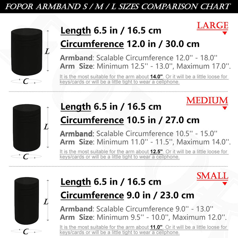 [Australia - AusPower] - Small Cellphone Keys Earphone Cards Armband Wristband for Trekking Walking Skating Riding Cycling Gardening Dancing Yoga Compatible with iPhone 6 6S 7 8 X XR XS 11 12 for Small Arm Women Men - Black S: Circumference 9.0 in Black/For Small Arm 